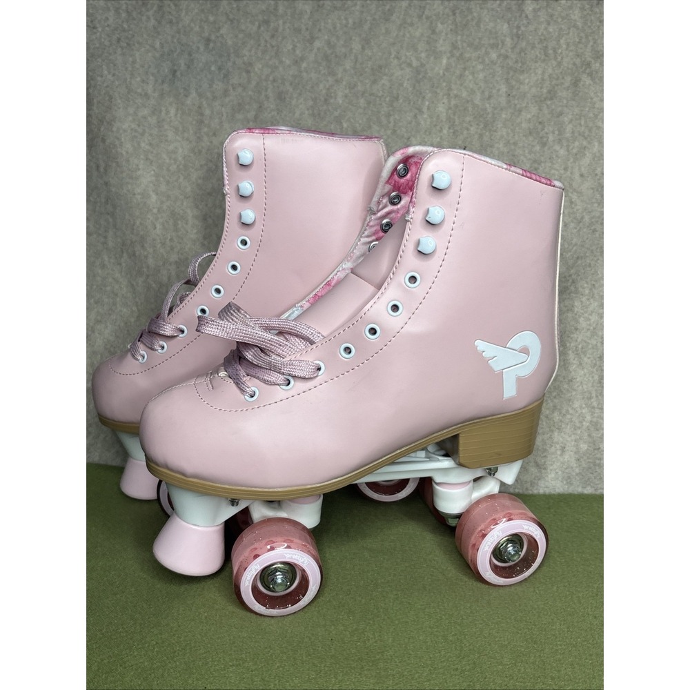 Prettyfly Women's Retro Quad Roller Skates Pastel Pink Size 8